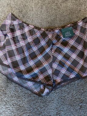 wild fable Black Plaid Sleep Shorts with Pink Accents